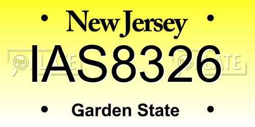 IAS8326 New Jersey License Plate