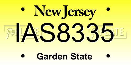 IAS8335 New Jersey License Plate