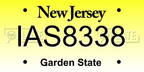 IAS8338 New Jersey License Plate