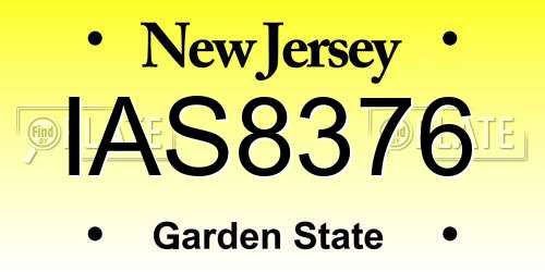 IAS8376 New Jersey License Plate