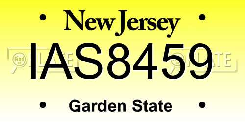 IAS8459 New Jersey License Plate
