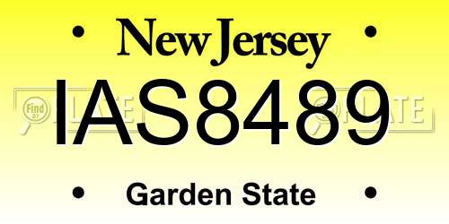 IAS8489 New Jersey License Plate