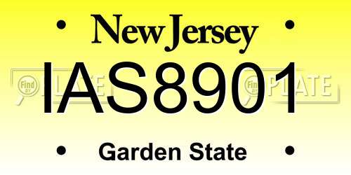 IAS8901 New Jersey License Plate