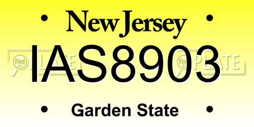 IAS8903 New Jersey License Plate