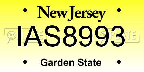 IAS8993 New Jersey License Plate