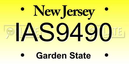 IAS9490 New Jersey License Plate