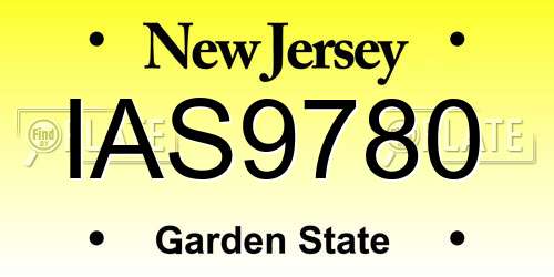 IAS9780 New Jersey License Plate