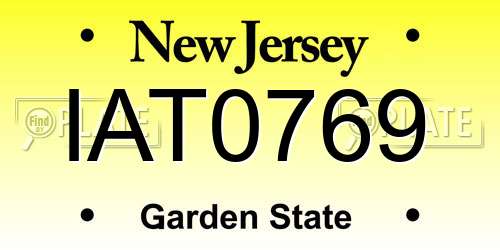 IAT0769 New Jersey License Plate