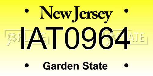 IAT0964 New Jersey License Plate
