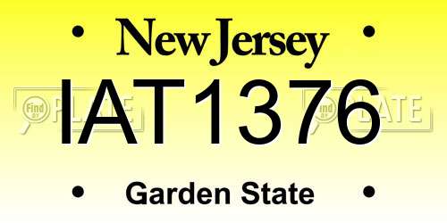 IAT1376 New Jersey License Plate