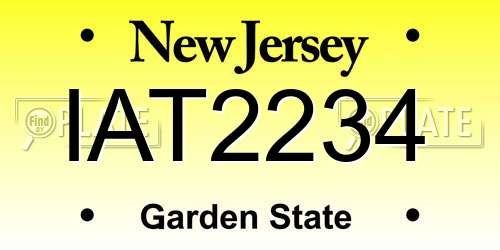 IAT2234 New Jersey License Plate