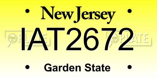 IAT2672 New Jersey License Plate