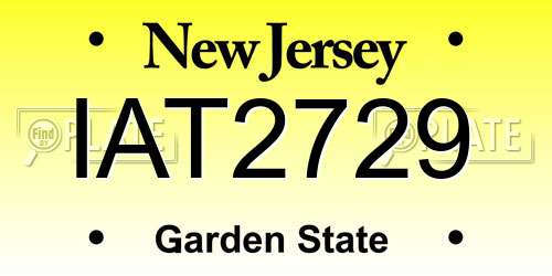 IAT2729 New Jersey License Plate