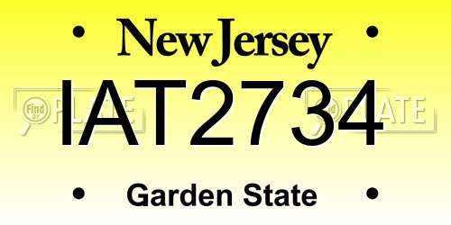 IAT2734 New Jersey License Plate