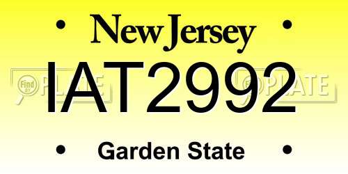 IAT2992 New Jersey License Plate