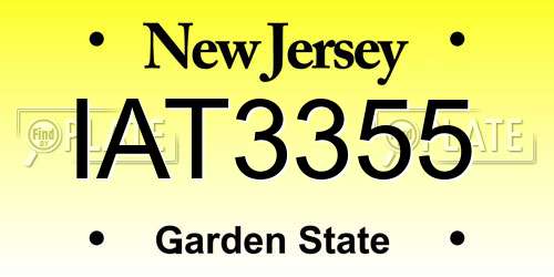 IAT3355 New Jersey License Plate