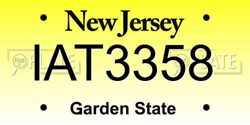 IAT3358 New Jersey License Plate