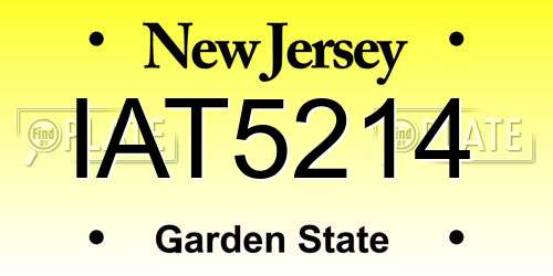 IAT5214 New Jersey License Plate