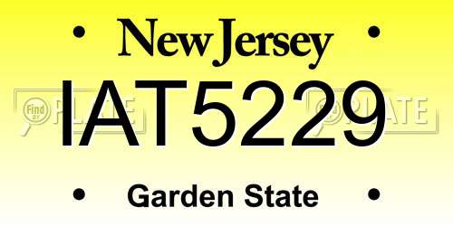 IAT5229 New Jersey License Plate