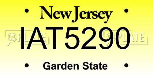 IAT5290 New Jersey License Plate