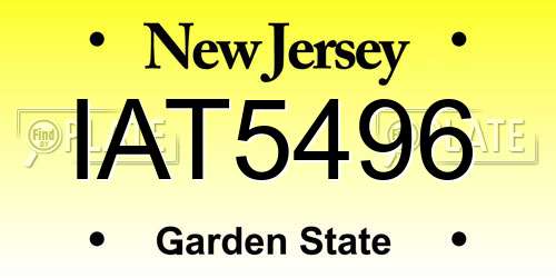 IAT5496 New Jersey License Plate