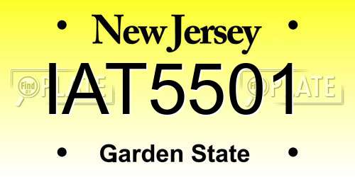 IAT5501 New Jersey License Plate