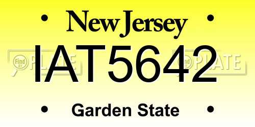 IAT5642 New Jersey License Plate