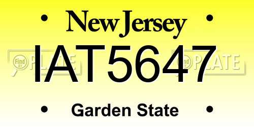 IAT5647 New Jersey License Plate
