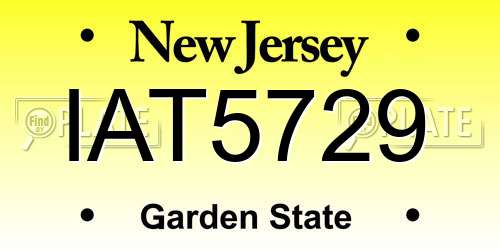 IAT5729 New Jersey License Plate