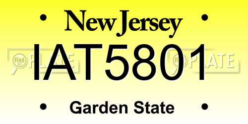 IAT5801 New Jersey License Plate