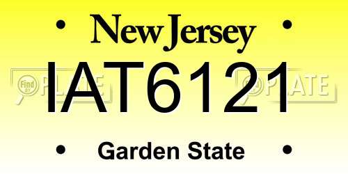 IAT6121 New Jersey License Plate