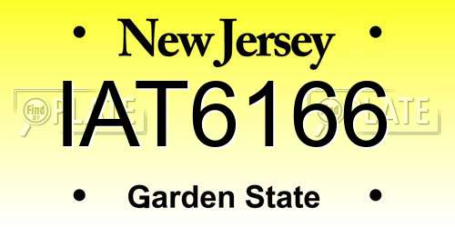 IAT6166 New Jersey License Plate