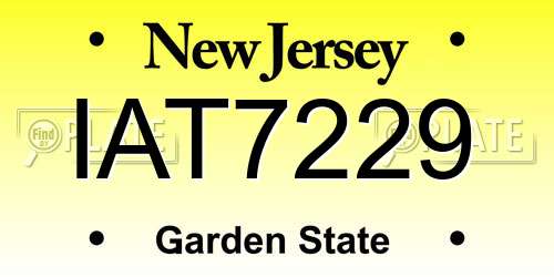 IAT7229 New Jersey License Plate