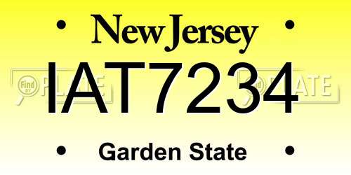 IAT7234 New Jersey License Plate