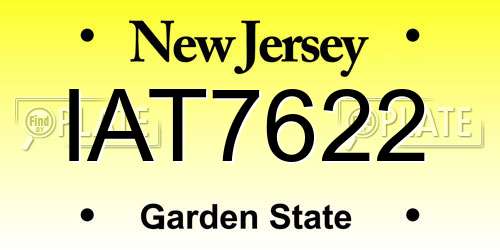 IAT7622 New Jersey License Plate