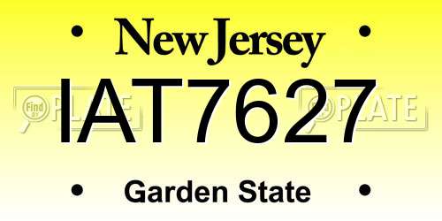 IAT7627 New Jersey License Plate