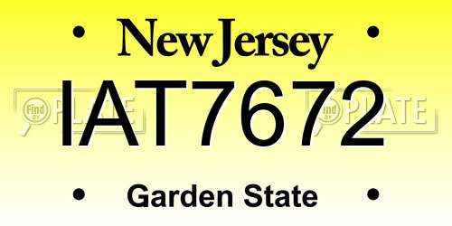 IAT7672 New Jersey License Plate