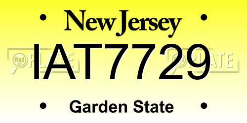 IAT7729 New Jersey License Plate