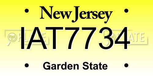 IAT7734 New Jersey License Plate