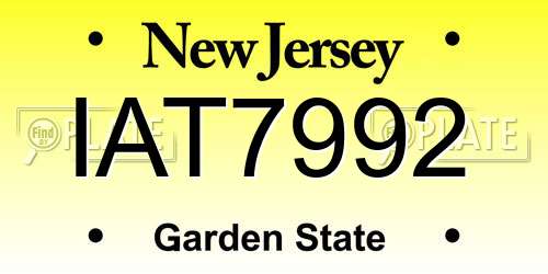IAT7992 New Jersey License Plate