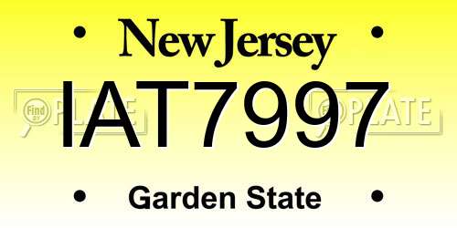 IAT7997 New Jersey License Plate