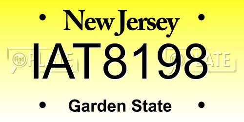 IAT8198 New Jersey License Plate