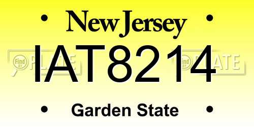 IAT8214 New Jersey License Plate