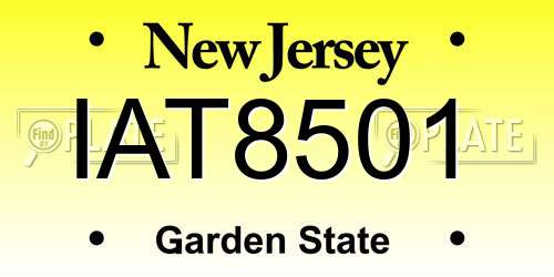 IAT8501 New Jersey License Plate