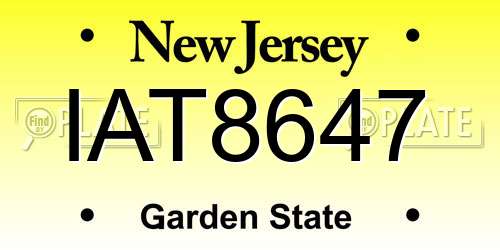 IAT8647 New Jersey License Plate
