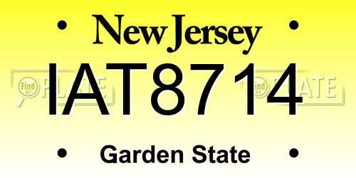 IAT8714 New Jersey License Plate