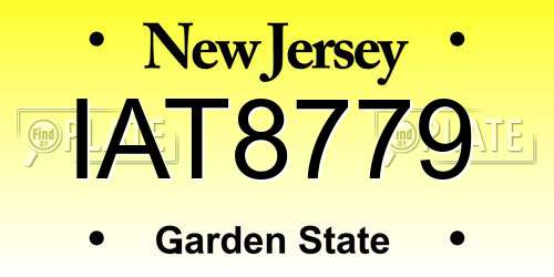 IAT8779 New Jersey License Plate