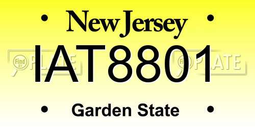 IAT8801 New Jersey License Plate
