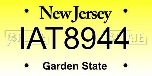 IAT8944 New Jersey License Plate