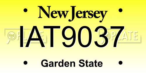 IAT9037 New Jersey License Plate